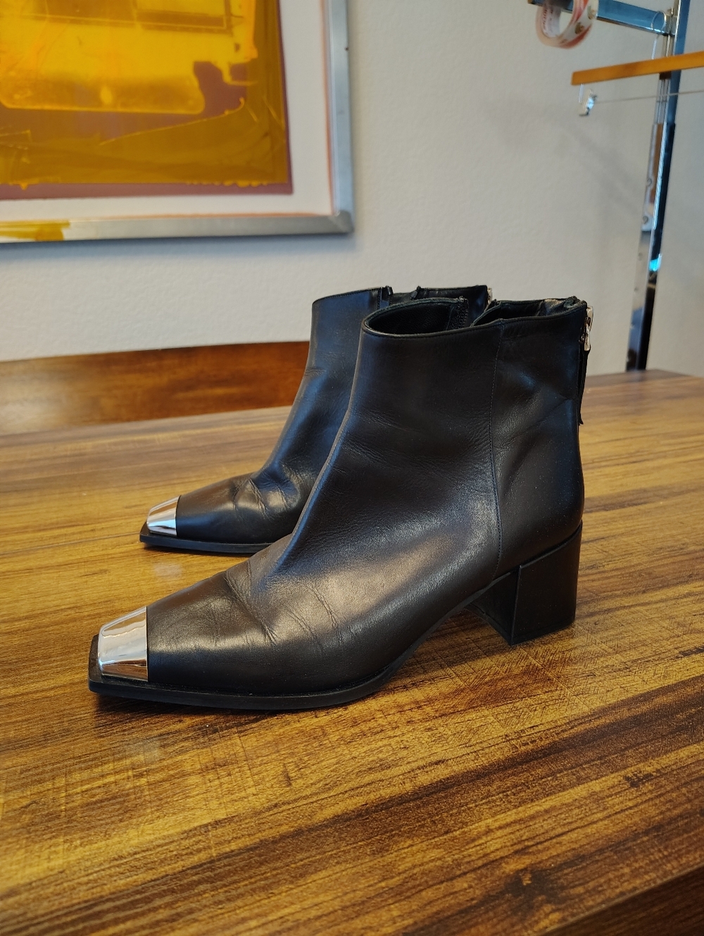 Italian Albano GUNMETAL Black Boots Size 40 10